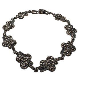 Vintage Womans Bracelet Marcasite 925 Sterling Silver 7 Inch Estate Unique Gift